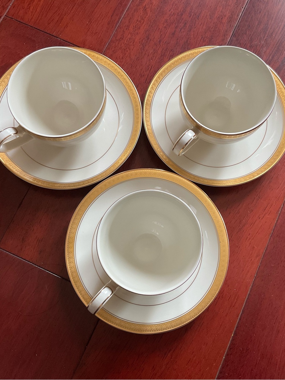 Mikasa Palatial Gold  Cups And  Saucers - Set of 3